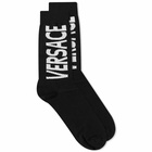 Versace Men's Side Logo Sock in Black/White