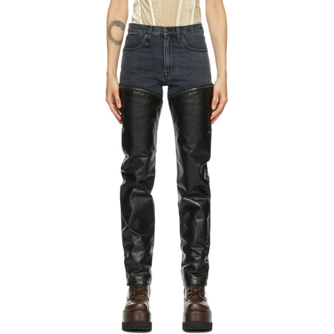 R13 Black Leather Zip Off Axl Slim Pants R13