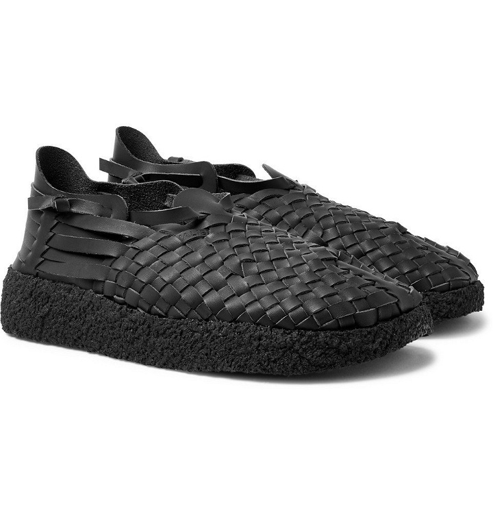 Photo: Malibu - Latigo Woven Faux Leather Sandals - Black