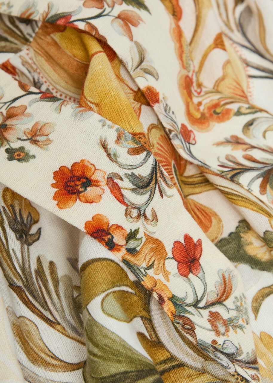Borgo DE Nor Bianca Floral-print Belted Linen-blend Maxi Shirt Dress Cream