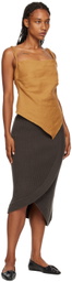LVIR Brown Unbalanced Midi Skirt