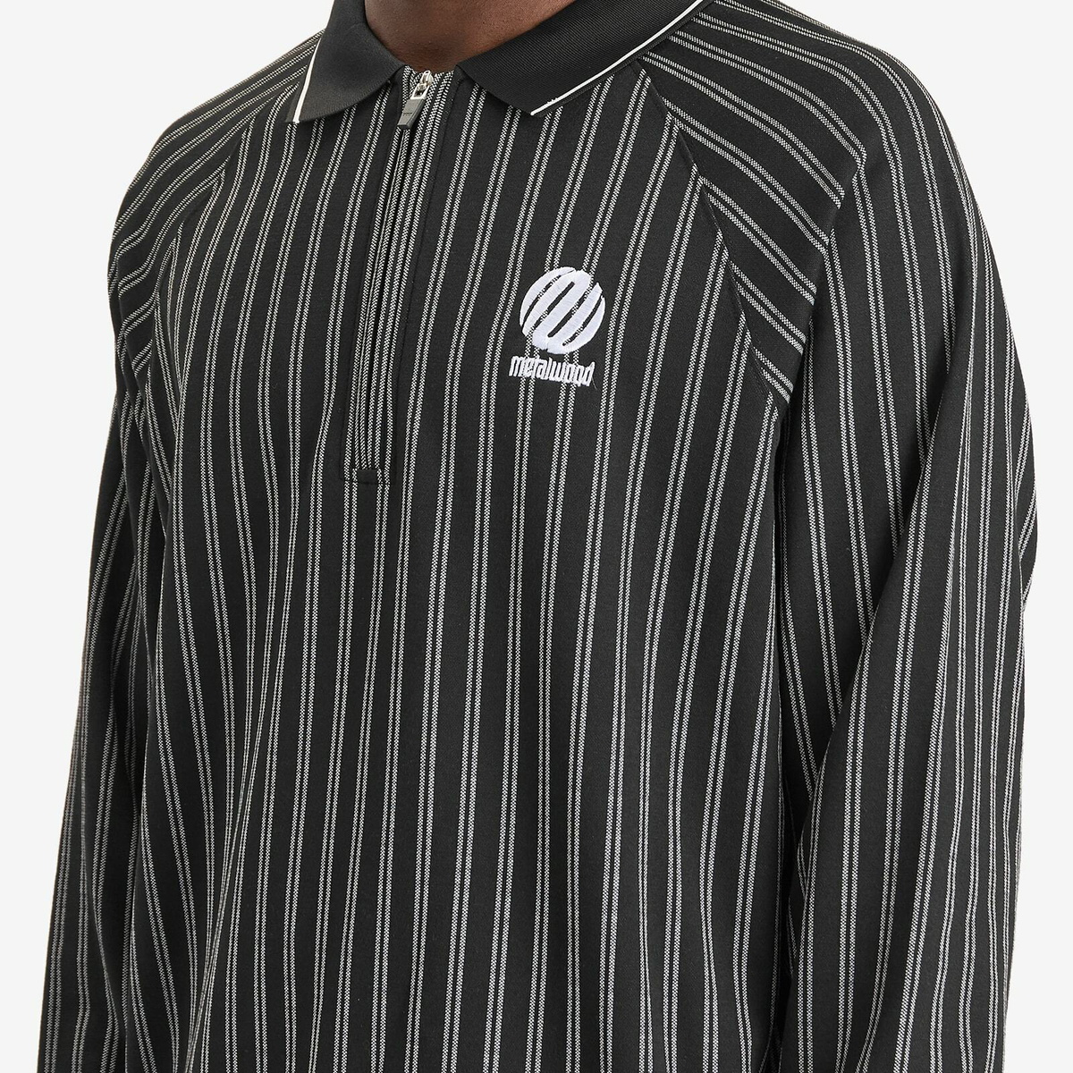 Metalwood Studio Men's Ribbed Long Sleeve Polo in Black