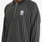 Metalwood Studio Men's Ribbed Long Sleeve Polo in Black