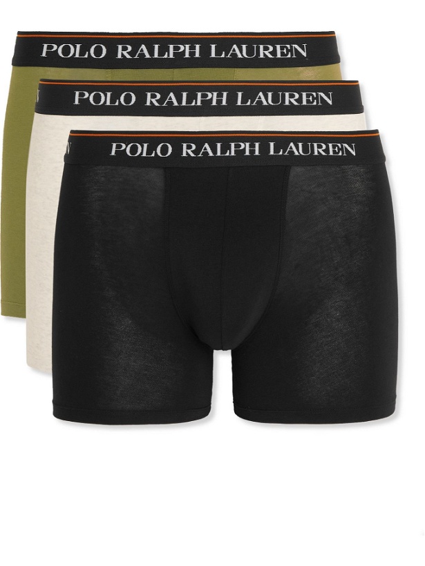 Photo: Polo Ralph Lauren - Three-Pack Stretch-Cotton Boxer Briefs - Multi