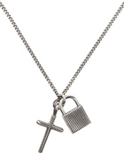 Emanuele Bicocchi Silver Lock & Cross Necklace