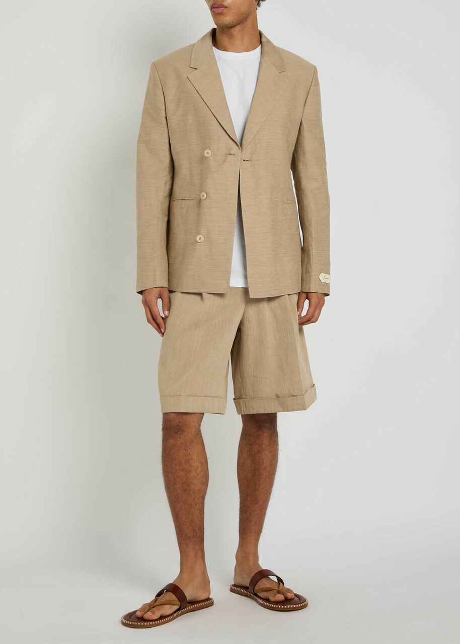 Jacquemus La Veste Melo Slubbed Linen-blend Blazer Beige Jacquemus