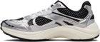 Hugo Silver & Black Mesh Faux-Leather Sneakers