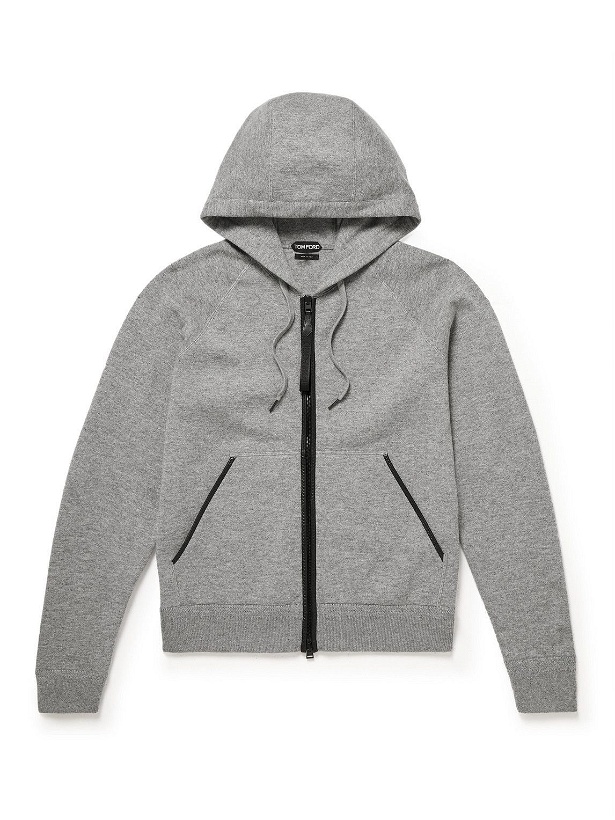 Photo: TOM FORD - Cashmere-Blend Jersey Zip-Up Hoodie - Gray