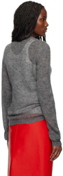 Sportmax Gray Stretch Alpaca & Wool Crewneck Sweater