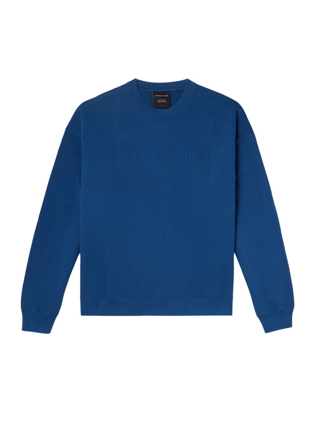 Photo: Canada Goose - Rove Logo-Embroidered Cotton-Jersey Sweatshirt - Blue