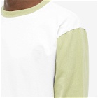 Country Of Origin Men's Long Sleeve Baseball T-Shirt in White/Spring Green