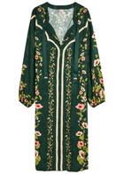 Agua BY Agua Bendita Zircón Mosquetero Floral-print Linen Midi Kaftan Multicoloured