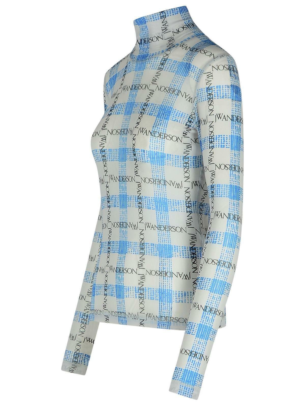 J.W. Anderson Logo Grid Check Printed Sheer Long Sleeved Top JW Anderson