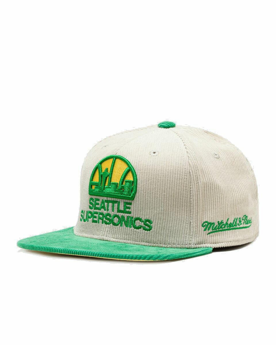 Photo: Mitchell & Ness Nba 2 Tone Team Cord Fitted Hwc Seattle Supersonics White - Mens - Caps