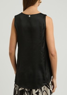 High Cue Panelled Satin top Black