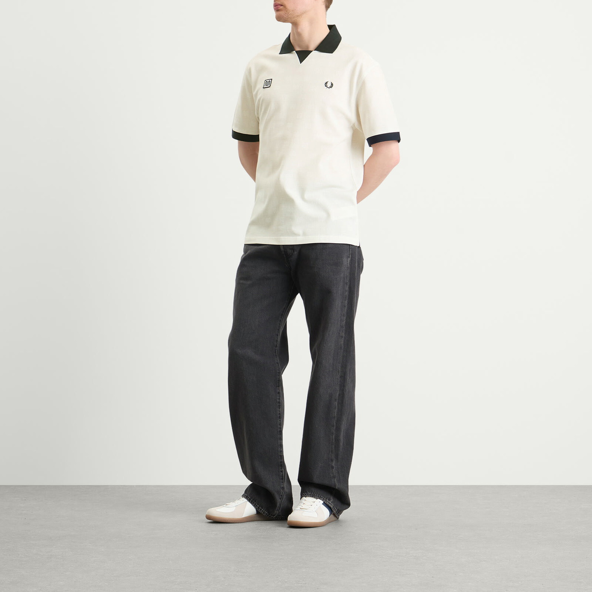 Fred Perry Men's Meyba Printed Polo Shirt in Ecru