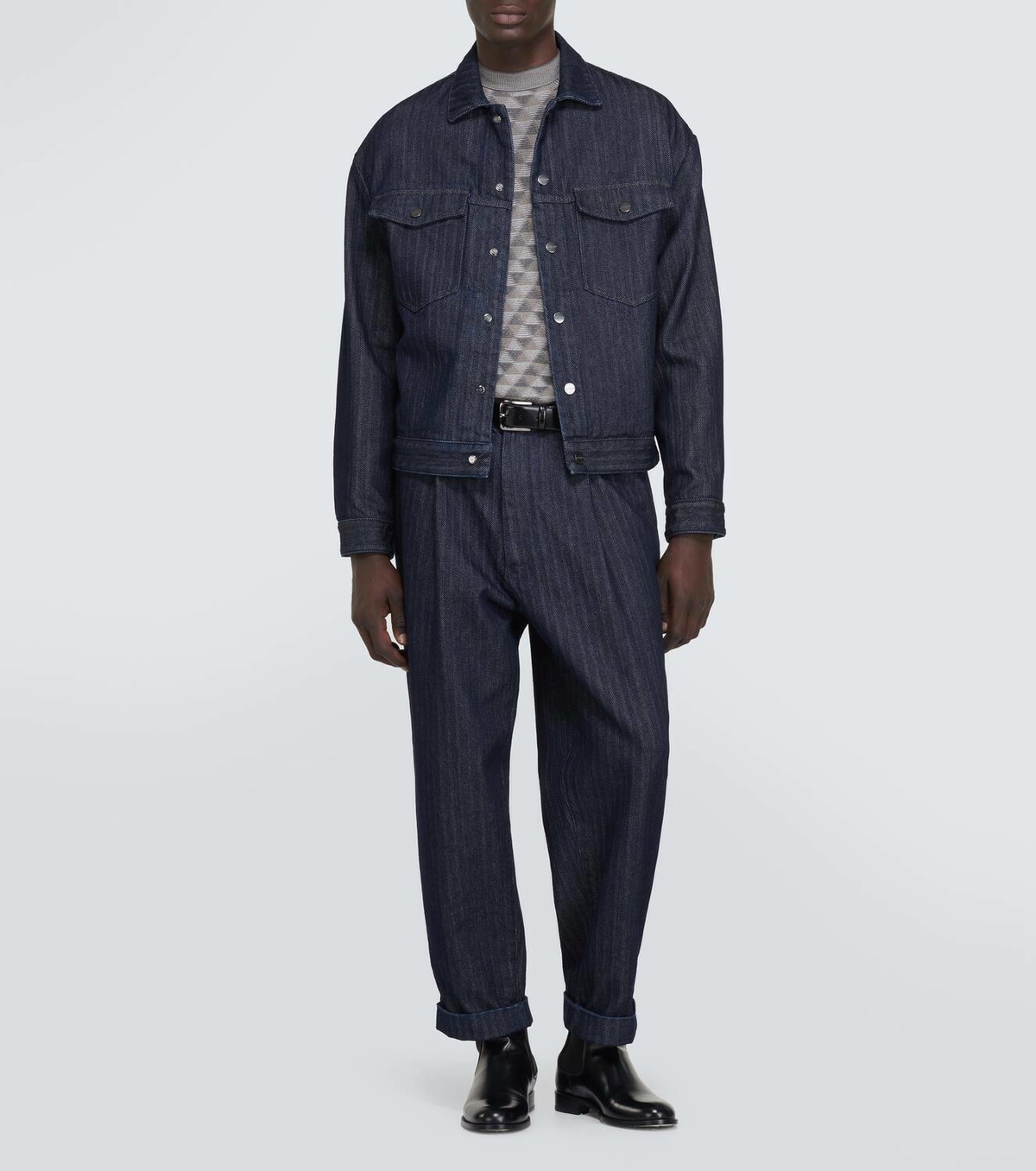 Giorgio Armani Striped herringbone denim jacket Giorgio Armani