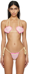 GCDS Pink Heart Bikini Top