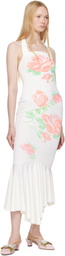 Yuhan Wang SSENSE Exclusive White Rose Printed Halterneck Midi Dress