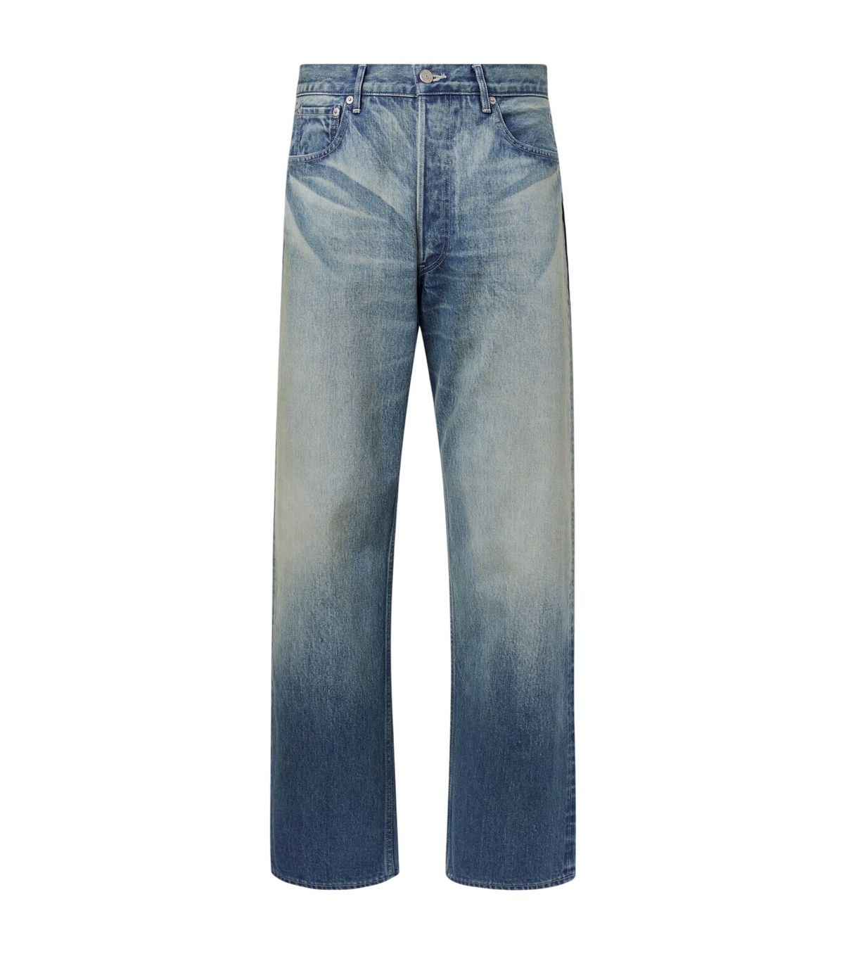 AURALEE Black Selvedge Faded Heavy Denim Wide Jeans Auralee