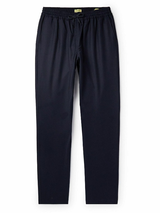 Photo: De Bonne Facture - Tapered Wool-Flannel Drawstring Trousers - Blue