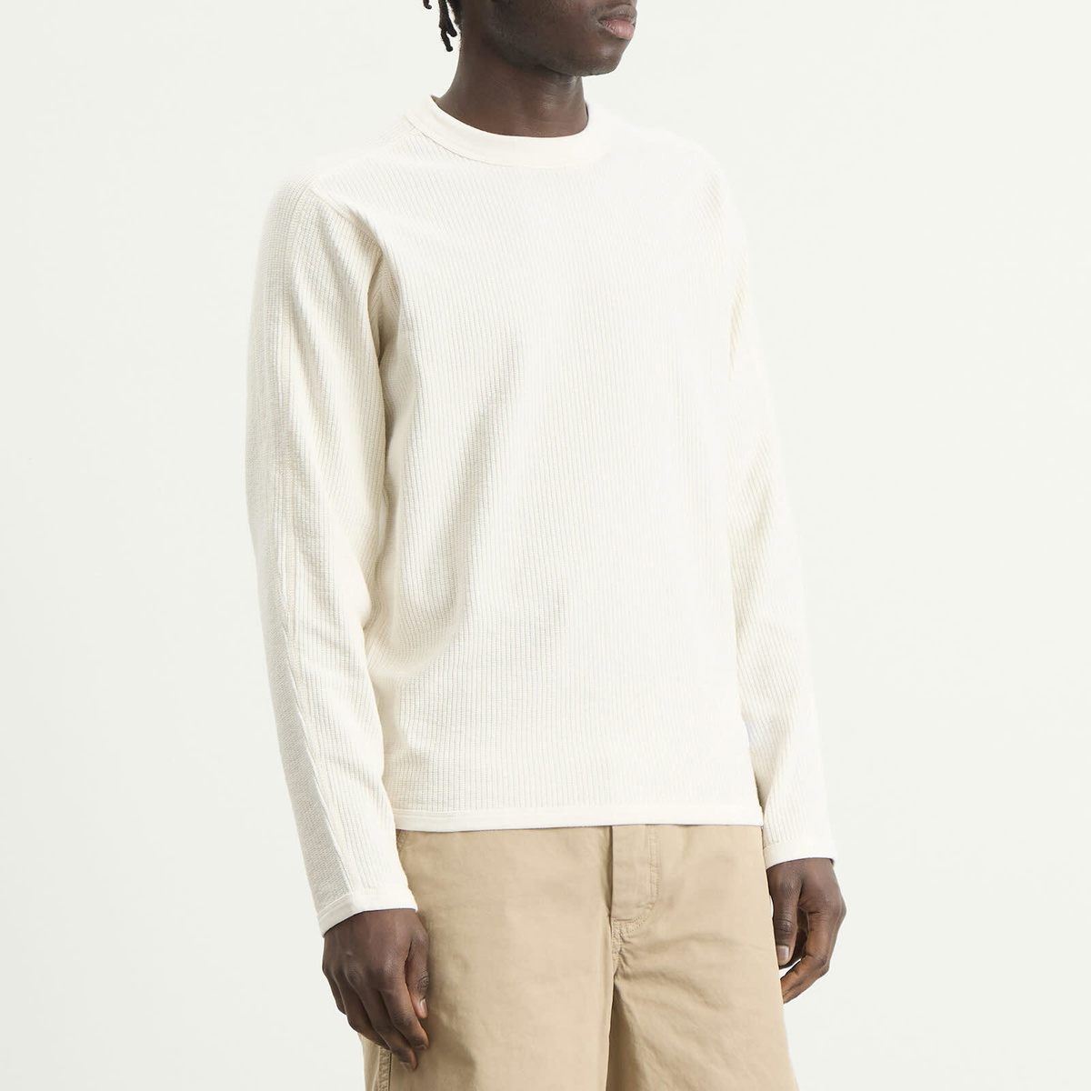 Norse Projects Men's Stevns Military Rib Long Sleeve T-Shirt in Ecru