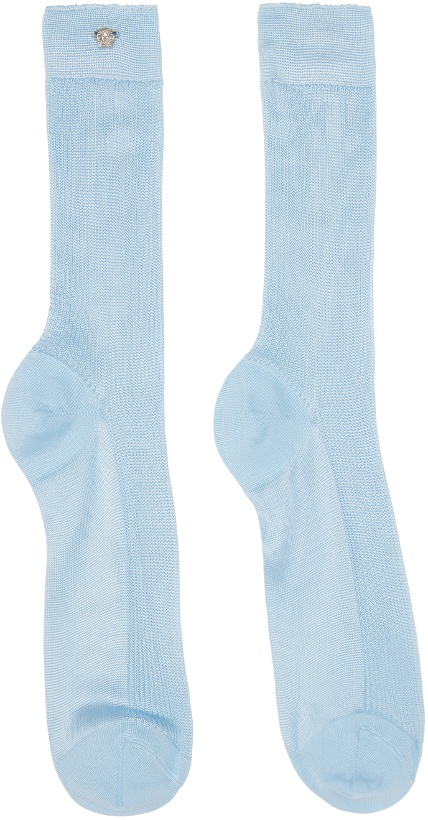 Photo: Versace Blue Ribbed Knit Socks
