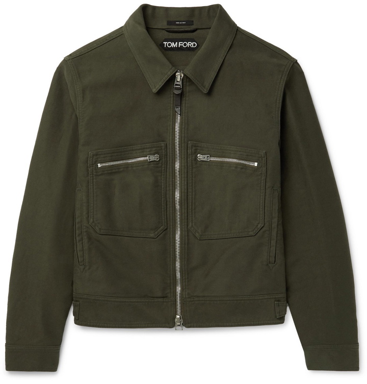 Photo: TOM FORD - Garment-Dyed Brushed-Cotton Blouson Jacket - Green