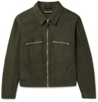 TOM FORD - Garment-Dyed Brushed-Cotton Blouson Jacket - Green