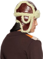 Anna Sui SSENSE Exclusive Brown Faux-Leather Aviator Hat