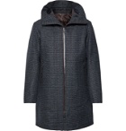 Herno Laminar - Checked Wool-Blend Tweed Hooded Coat with Detachable Shell Liner - Blue