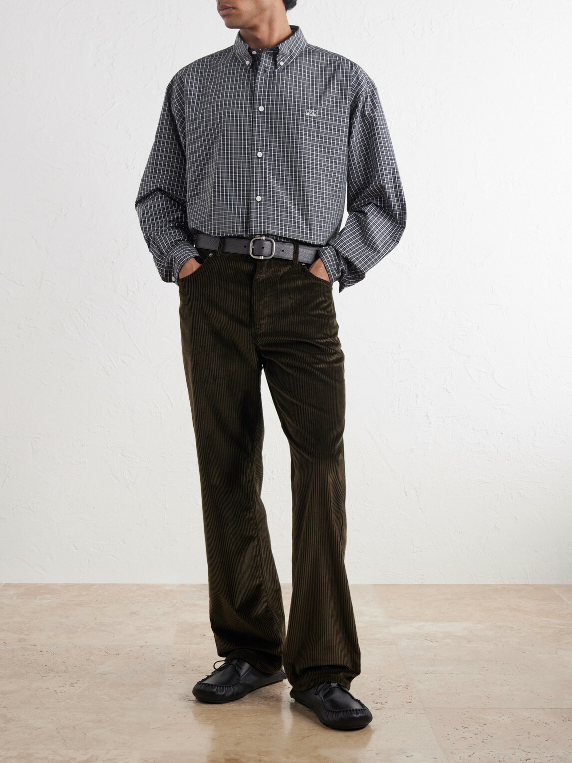 LOEWE - Loewe Logo-Embroidered Checked Shirt - Gray
