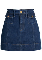 Paige Jannelle Panelled Stretch-denim Mini Skirt Blue
