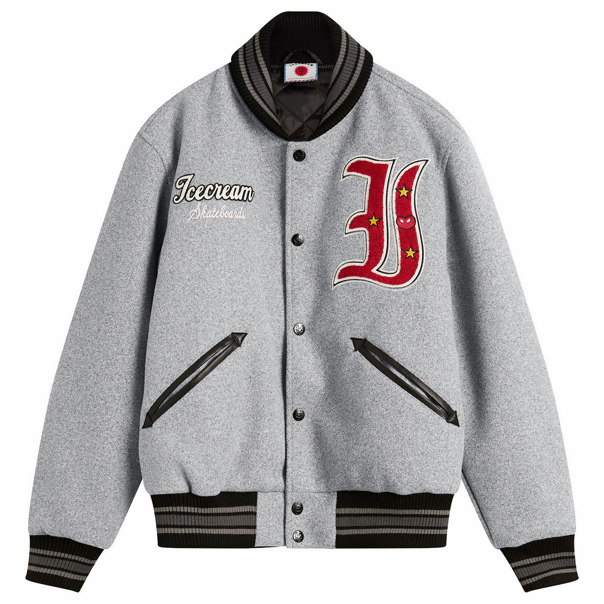 ICECREAM Men's Mascot Varsity Jacket in Grey