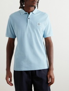 Stone Island - Garment-Dyed Logo-Appliquéd Cotton-Piqué Polo Shirt - Blue