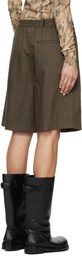 GANNI Brown Light Wool Melange Boxer Shorts