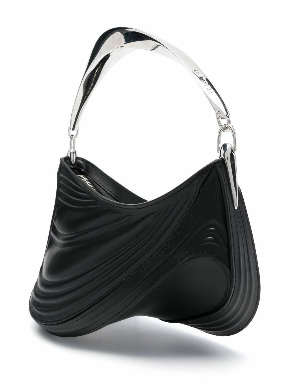 Mugler Black Spiral Curve 01 Leather Shoulder Bag
