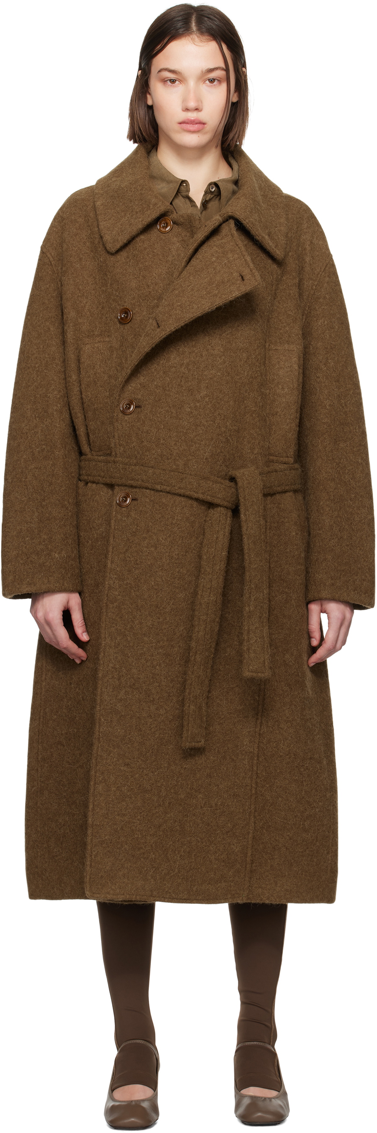 【関税込み】LEMAIRE ブラウン Asymmetrical Bathrobe コート LEMAIRE Brown Asymmetrical Bathrobe Coat Lemaire