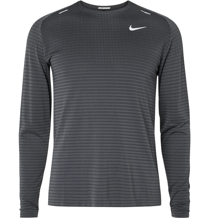 Photo: Nike Running - TechKnit Ultra Striped Jersey Top - Black