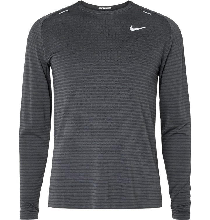 Photo: Nike Running - TechKnit Ultra Striped Jersey Top - Black