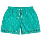 Palm Angels Men's Paisley Swim Shorts in Green