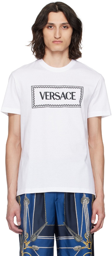 Photo: Versace White Embroidered T-Shirt