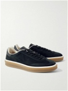 Loro Piana - Tennis Walk Leather-Trimmed Suede Sneakers - Blue