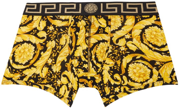 Photo: Versace Underwear Black & Yellow Barocco Long Boxers