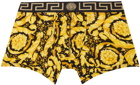 Versace Underwear Black & Yellow Barocco Long Boxers
