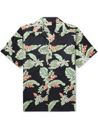 GO BAREFOOT - Tiare Garden Camp-Collar Printed Cotton Shirt - Black - S