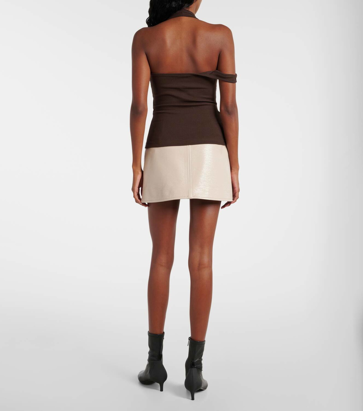 Deconstructed cotton-blend tank top in brown - Courreges