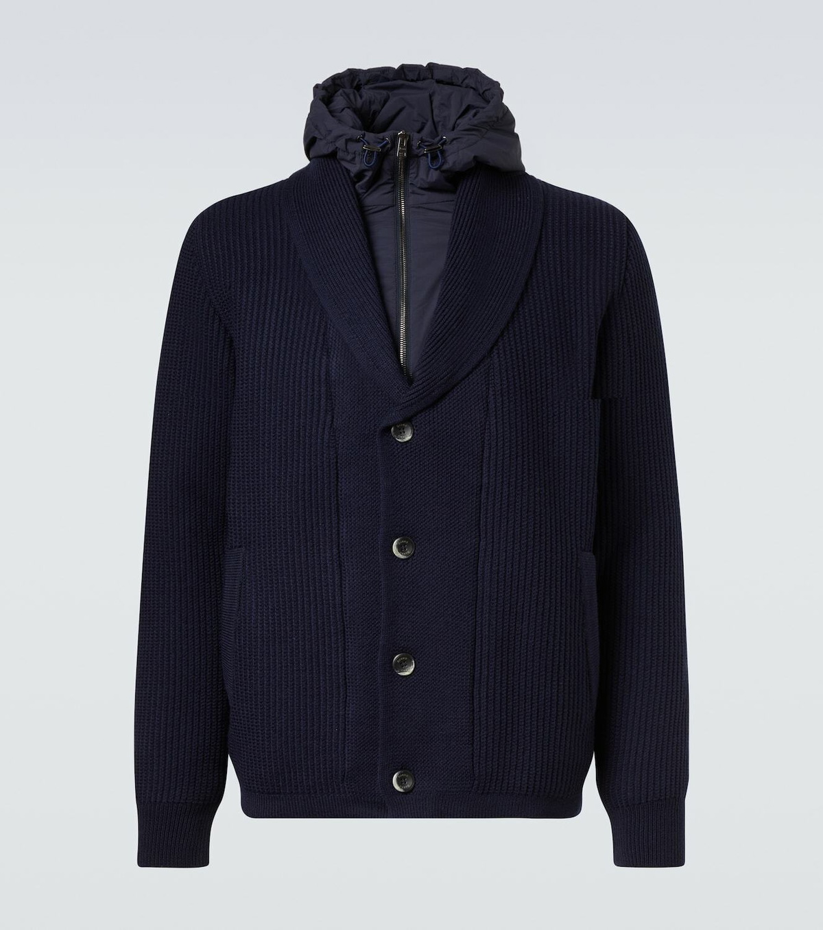 Herno Layered wool and technical cardigan
