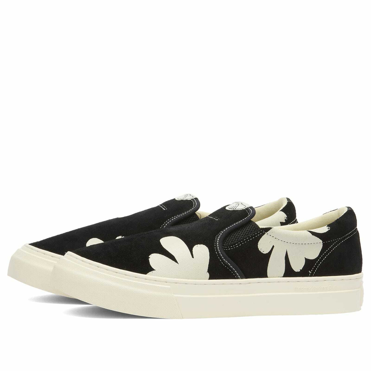Stepney Workers Club Men's Lister Shroom Hands Suede Slip On Sneak in Black/White