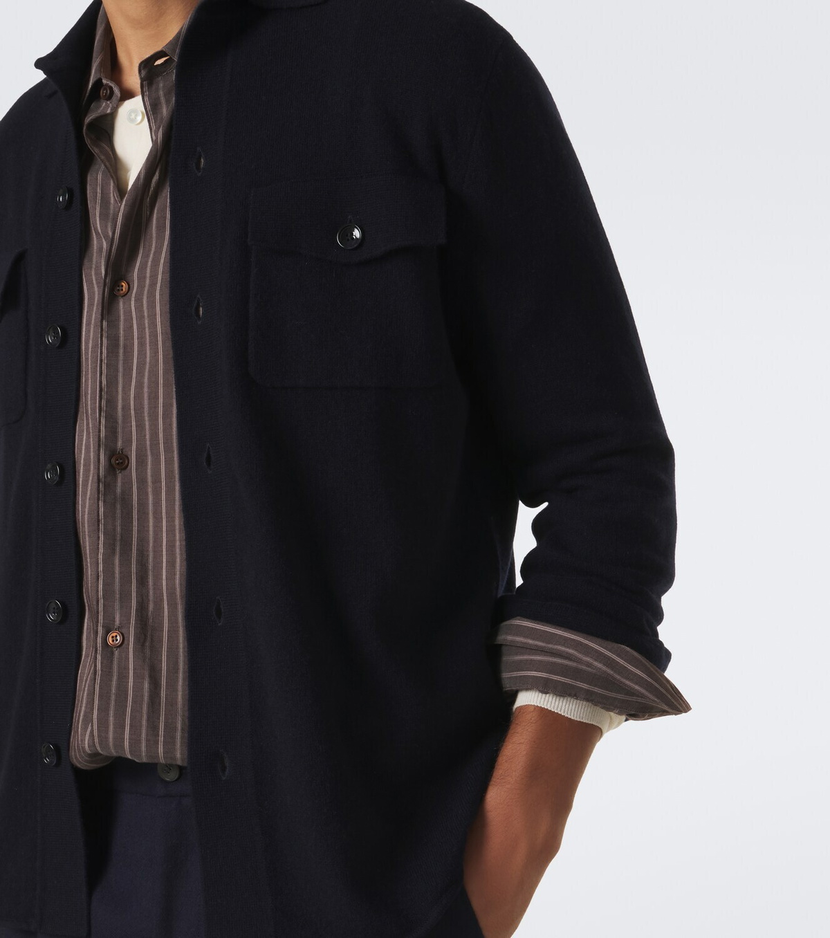 Allude Knitted wool and cashmere shirt